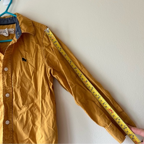 🌼 5/$25 H&M L.O.G.G. Mustard Yellow Boys Button Down Shirt Long Sleeve Size 5-6Y - Picture 9 of 11